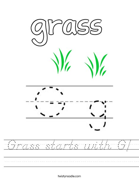 Grass starts with G! Worksheet