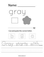 Gray starts with Handwriting Sheet