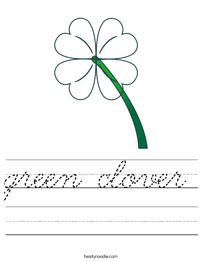 green clover Worksheet Cursive Twisty Noodle green clover Worksheet Cursive Twisty Noodle