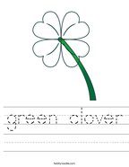 green clover Handwriting Sheet