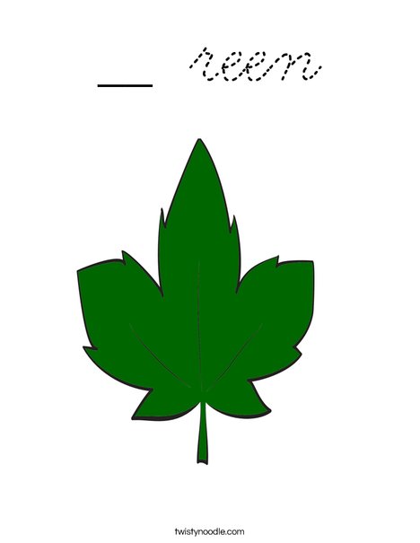 Green Fall Leaf Coloring Page