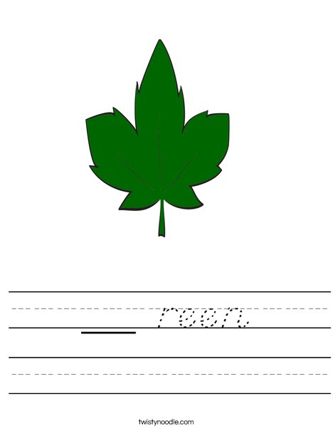 Green Fall Leaf Worksheet