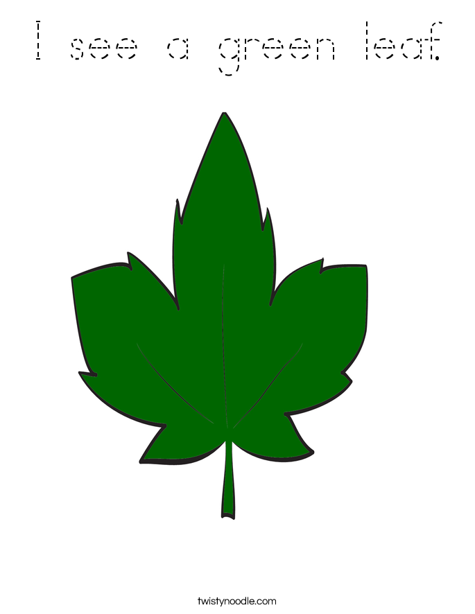 I see a green leaf. Coloring Page