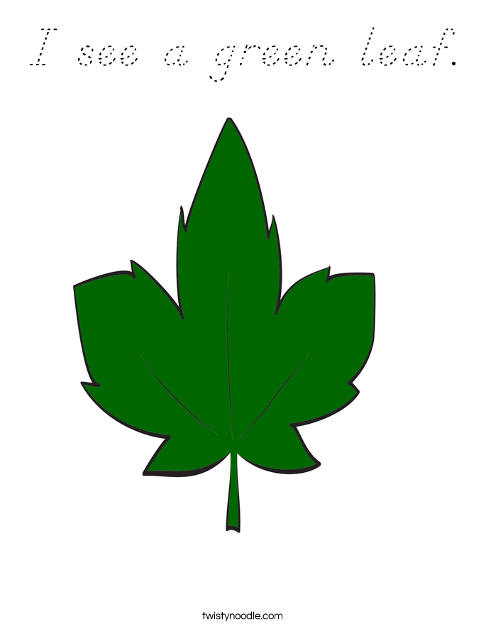 I see a green leaf. Coloring Page