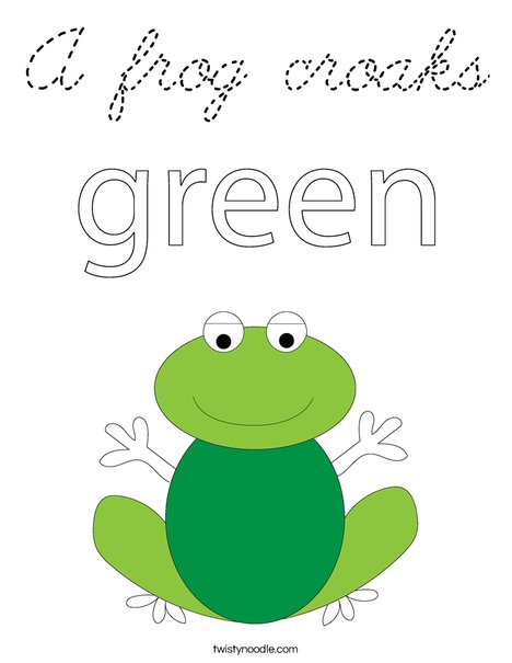 A frog croaks Coloring Page - Cursive - Twisty Noodle