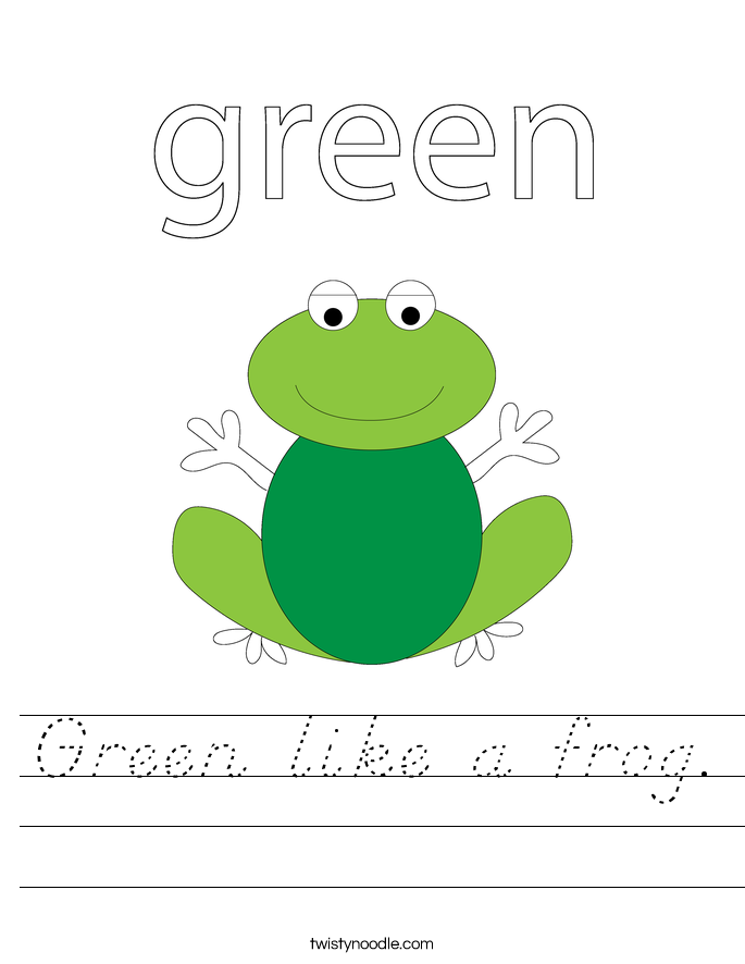 Green like a frog. Worksheet