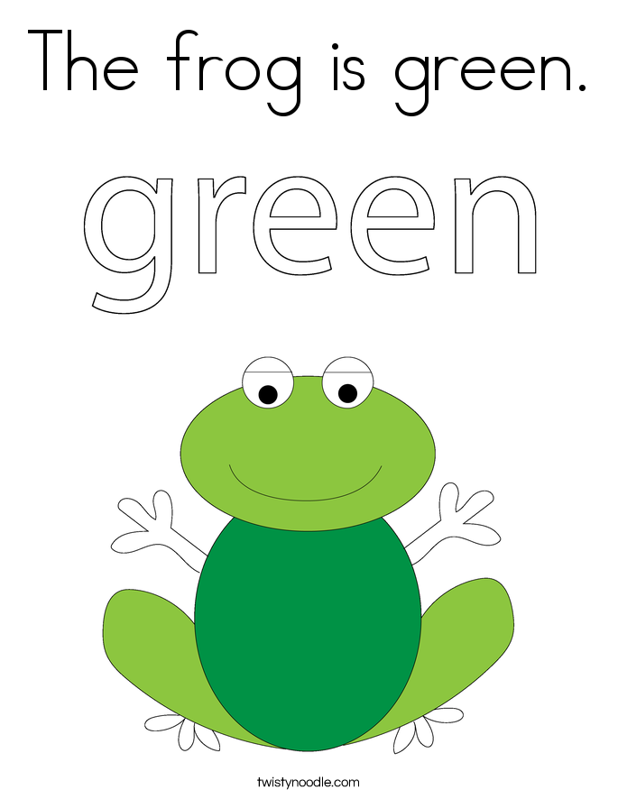 The frog is green. Coloring Page