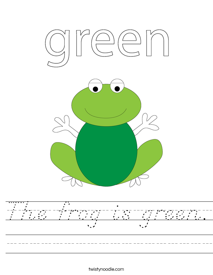The frog is green. Worksheet