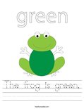 The frog is green. Worksheet