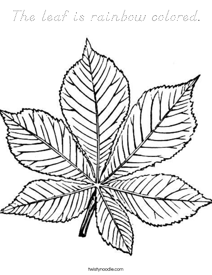 The leaf is rainbow colored. Coloring Page