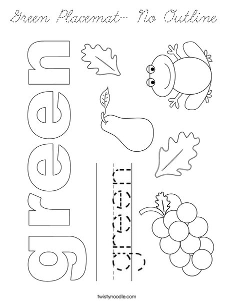 Green Placemat- No Outline Coloring Page
