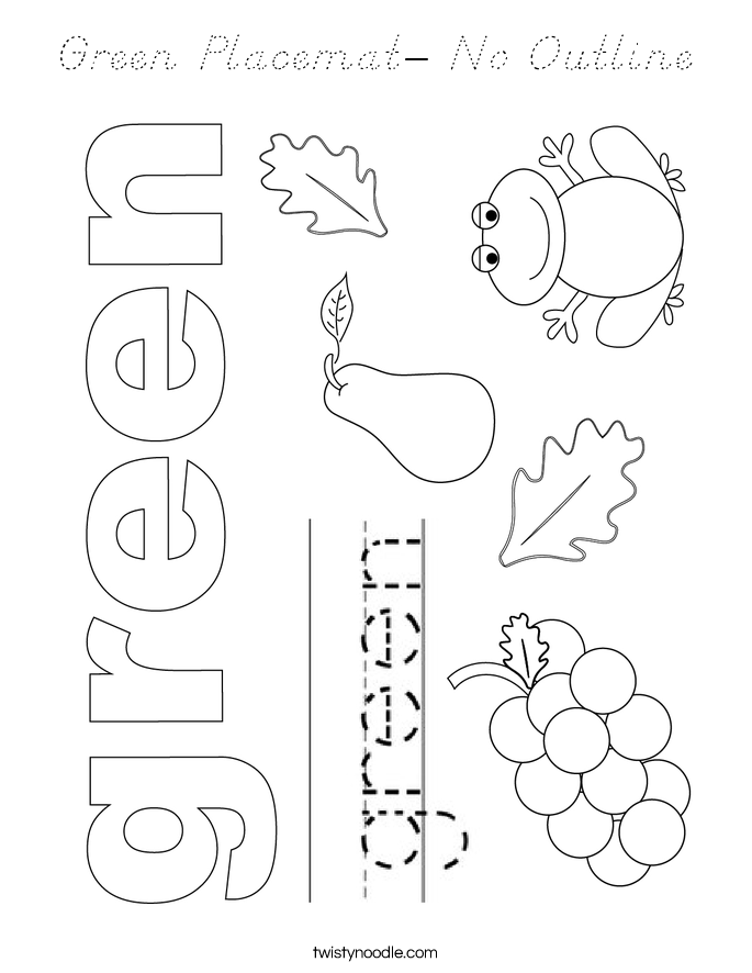 Green Placemat- No Outline Coloring Page