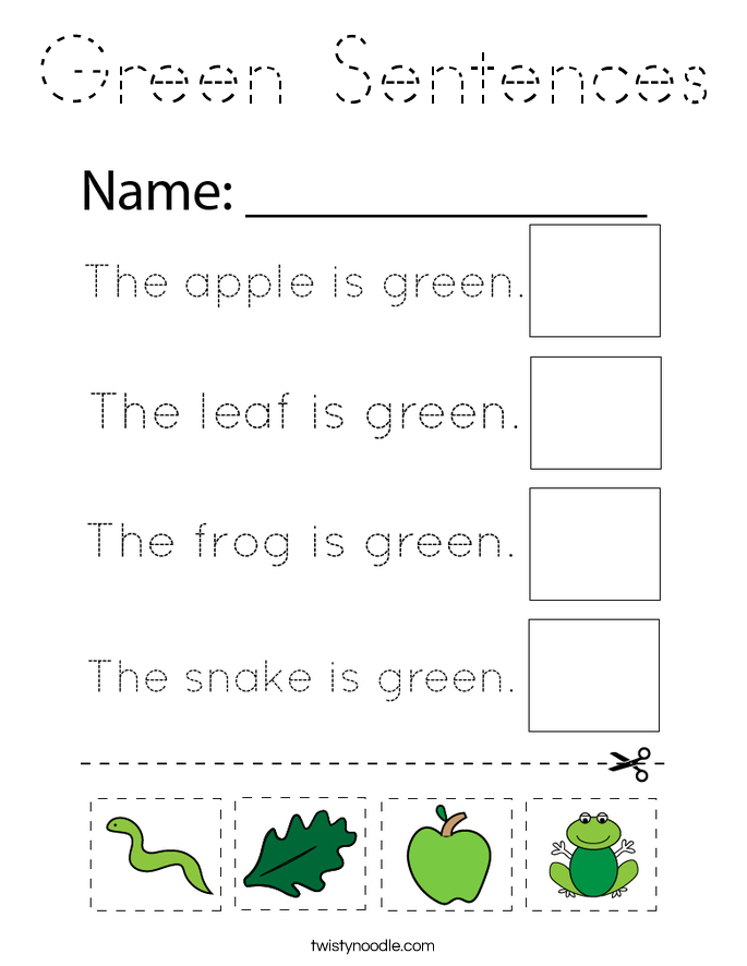 Green Sentences Coloring Page