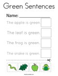 Green Sentences Coloring Page