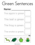 Green Sentences Coloring Page