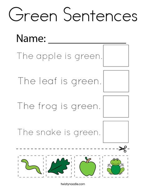 Green Sentences Coloring Page