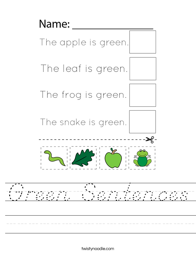 Green Sentences Worksheet