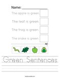 Green Sentences Worksheet