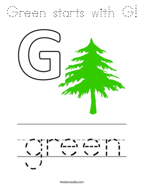 Green starts with G! Coloring Page