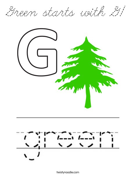 Green starts with G! Coloring Page