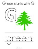 Green starts with G Coloring Page