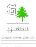 Green starts with G! Worksheet