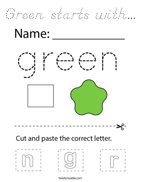 Green starts with... Coloring Page