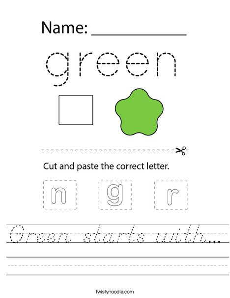 Green starts with... Worksheet