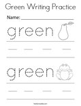 Green Writing Practice Coloring Page