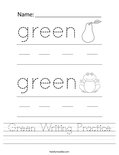 Green Writing Practice Worksheet
