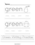Green Writing Practice Handwriting Sheet
