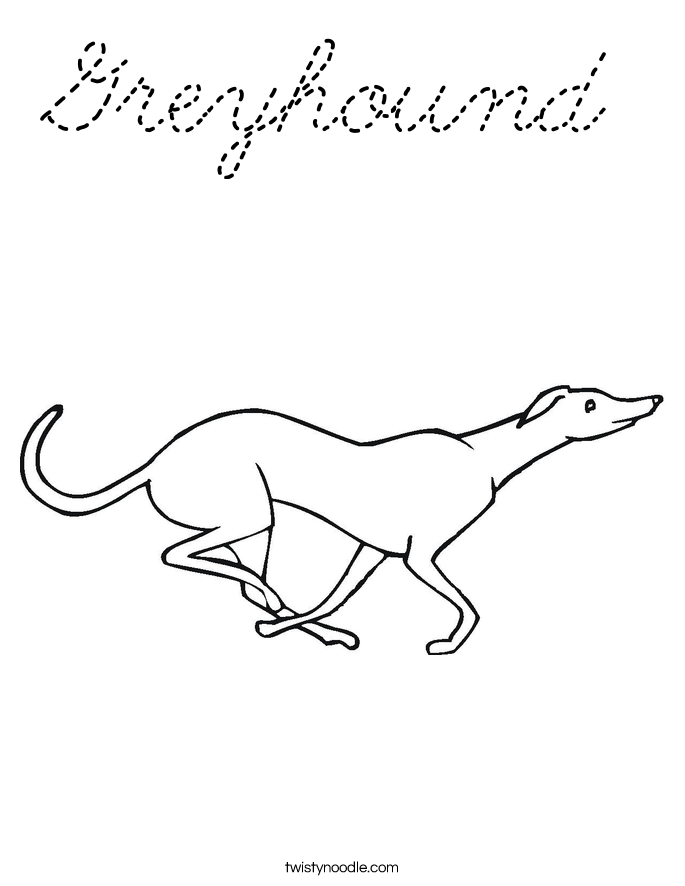 Download Greyhound Coloring Page - Cursive - Twisty Noodle