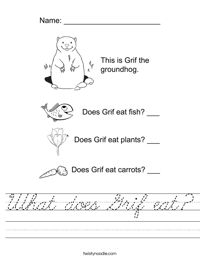 What does Grif eat? Worksheet