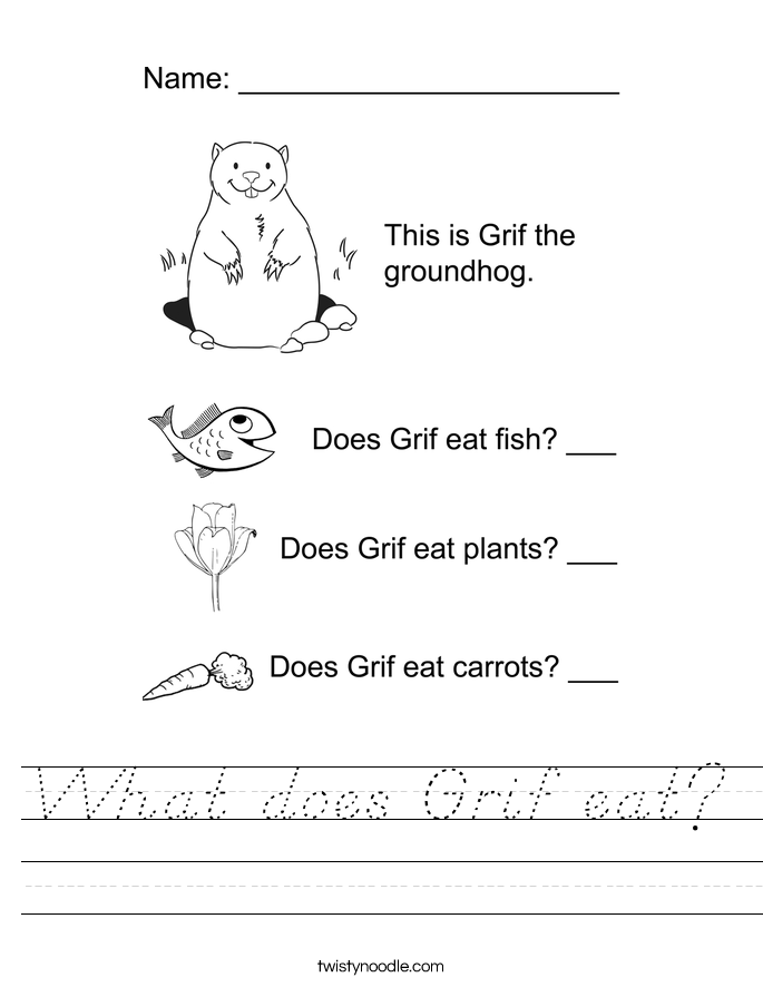 What does Grif eat? Worksheet