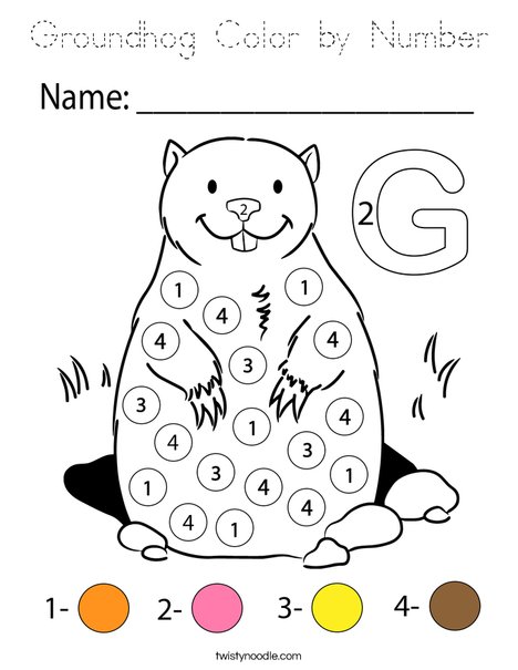 Groundhog Color by Number Coloring Page