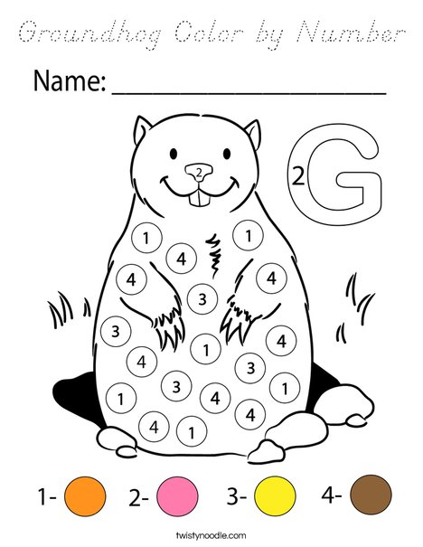 Groundhog Color by Number Coloring Page