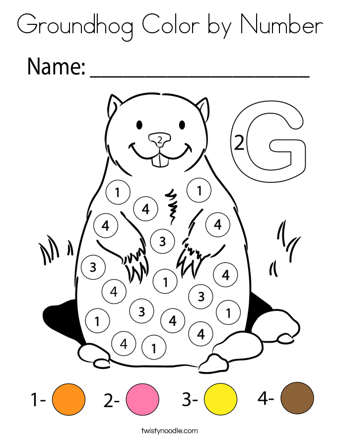 Groundhog Color by Number Coloring Page