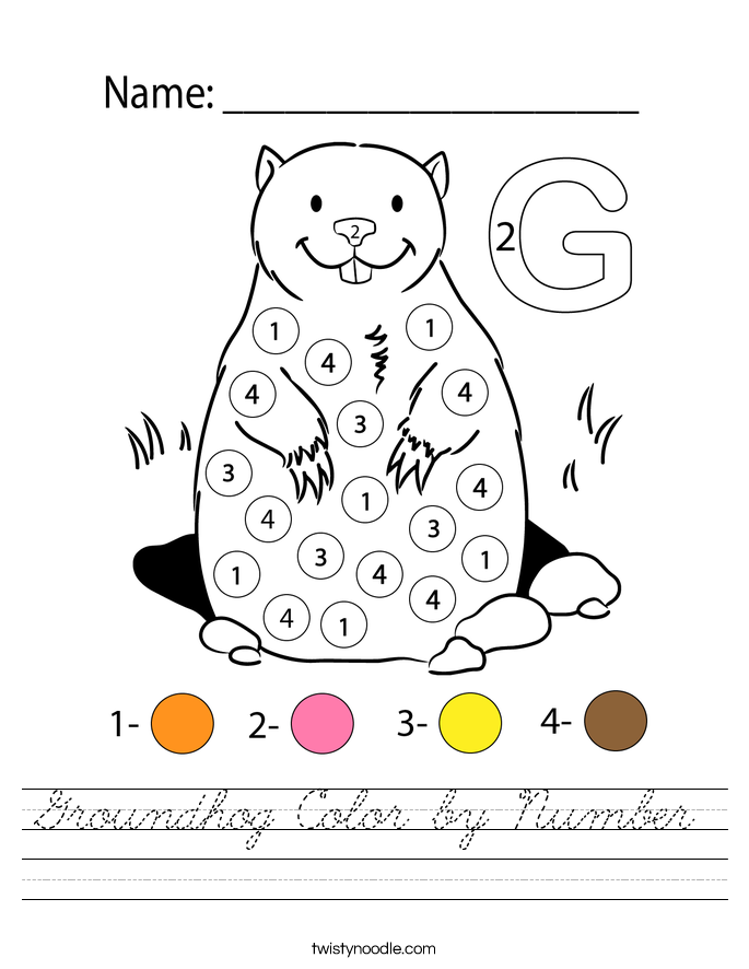 Groundhog Color by Number Worksheet