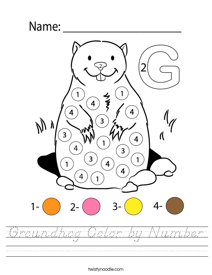 Groundhog Color by Number Worksheet