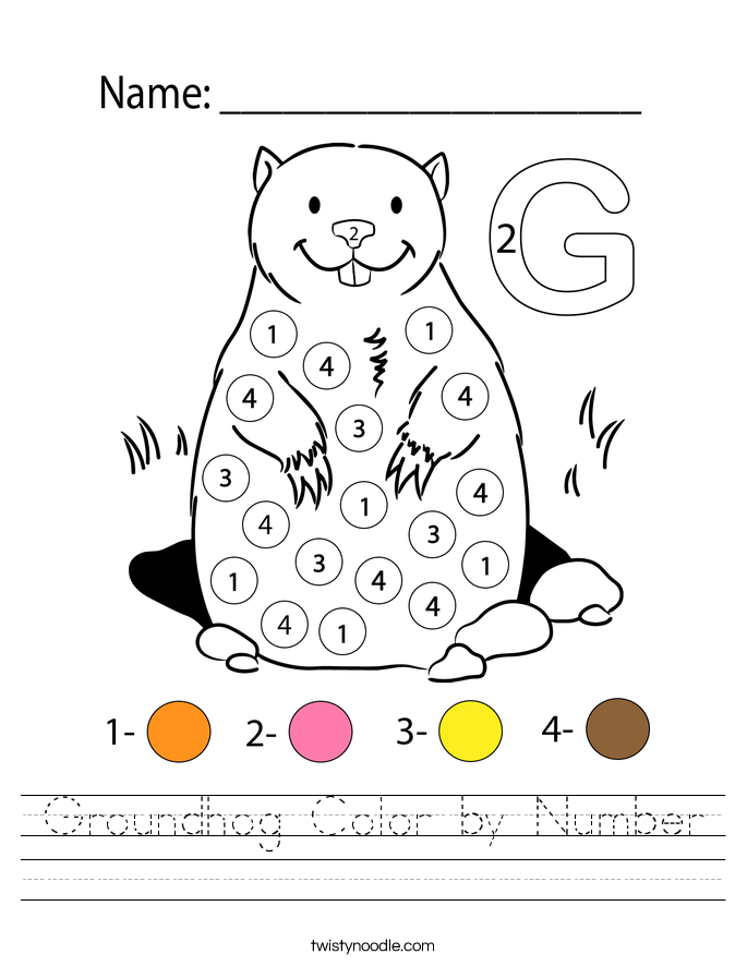 Groundhog Color by Number Worksheet