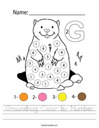 Groundhog Color by Number Handwriting Sheet