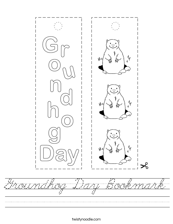 Groundhog Day Bookmark Worksheet