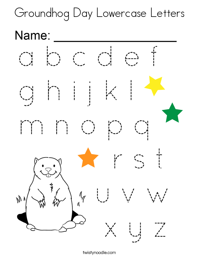 Groundhog Day Lowercase Letters Coloring Page