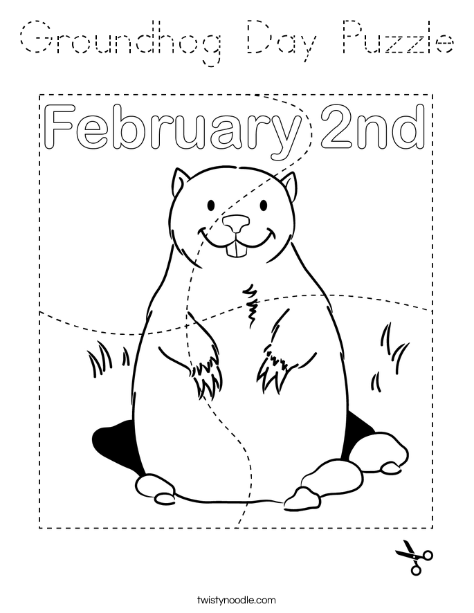 Groundhog Day Puzzle Coloring Page