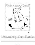 Groundhog Day Puzzle Handwriting Sheet