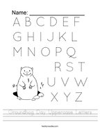 Groundhog Day Uppercase Letters Handwriting Sheet