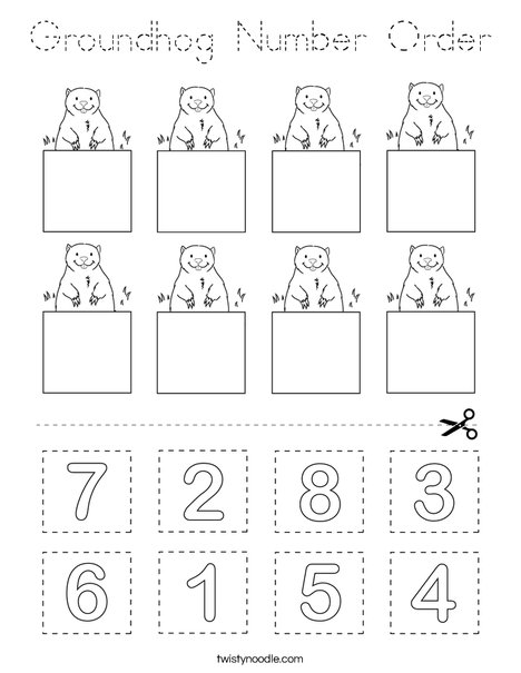 Groundhog Number Order Coloring Page