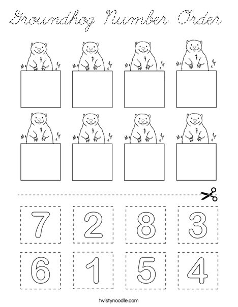Groundhog Number Order Coloring Page