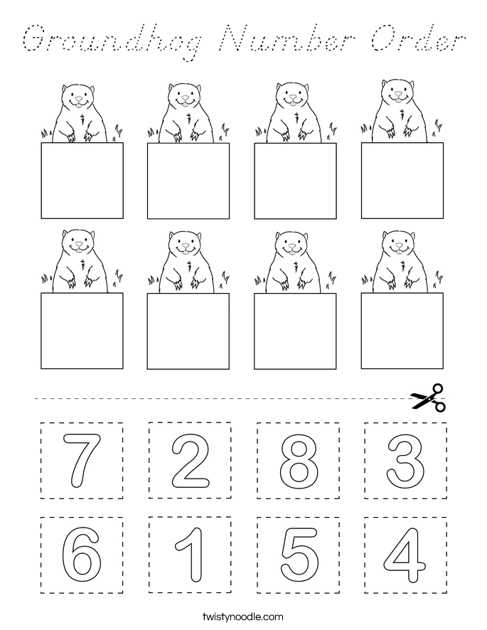 Groundhog Number Order Coloring Page