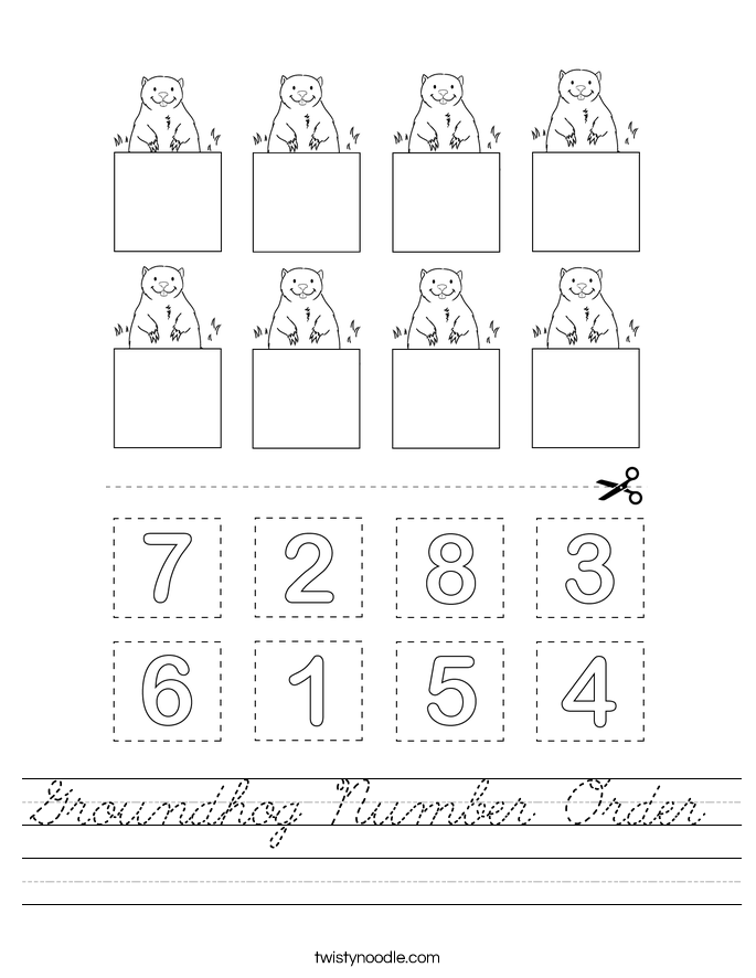 Groundhog Number Order Worksheet
